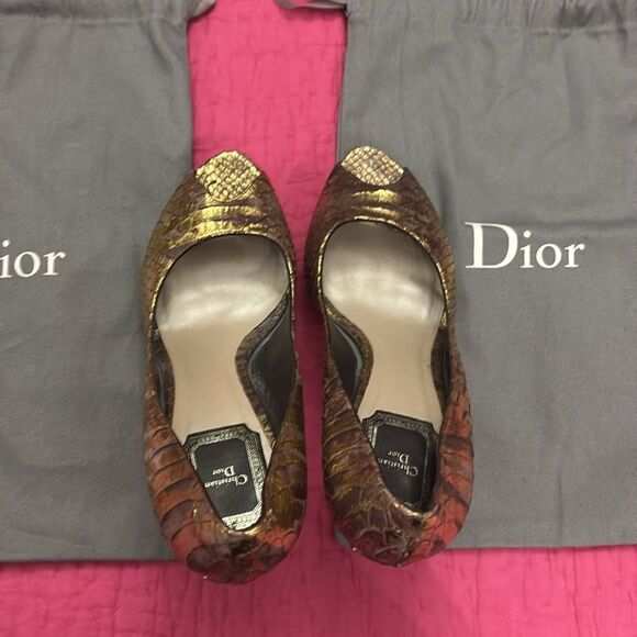 Dior Gold Peep-Toe Heels, US6,5 - Picture 9 of 13